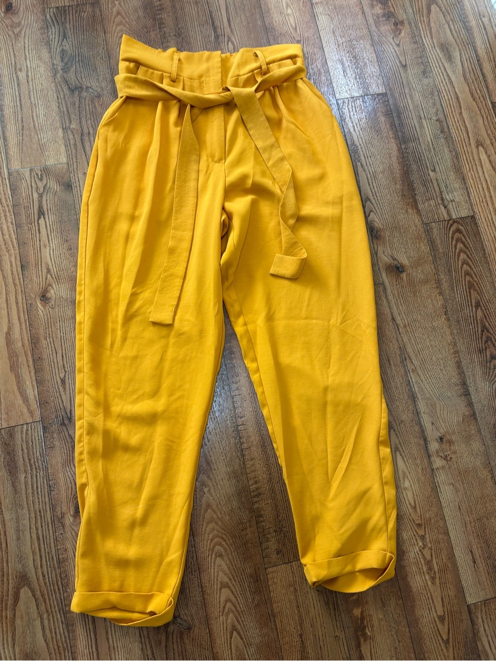 Charlotte Russe Mustard Yellow Paperbag Waist Trousers